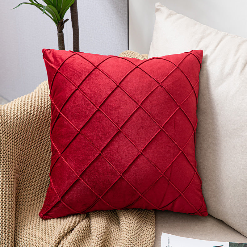 Sofa Pillow Holland Fleece Pillow in luxurious Dutch velvet, showcasing its stylish fabric check design and square shape.