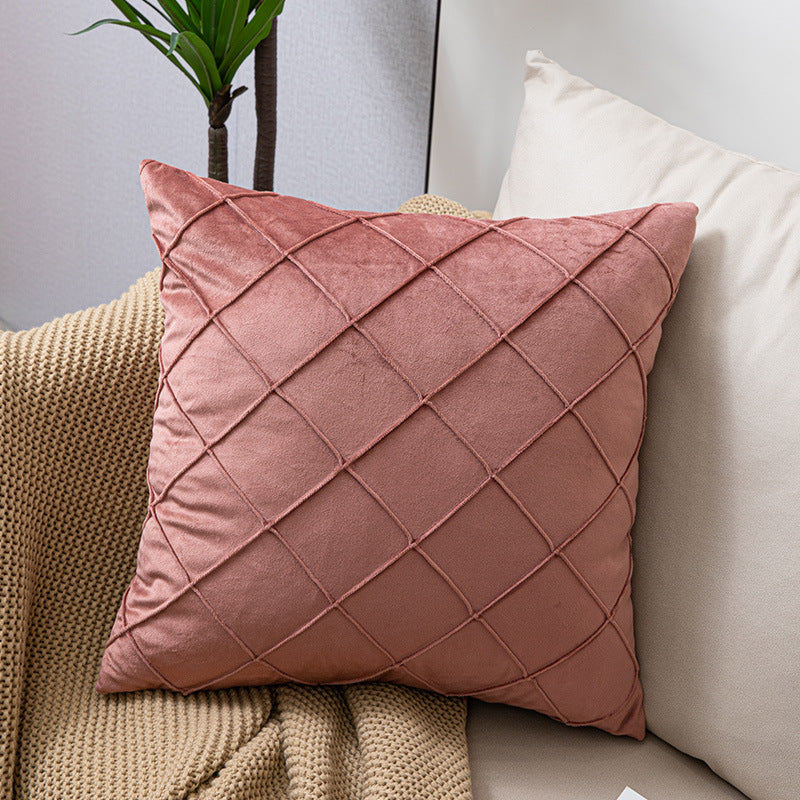 Sofa Pillow Holland Fleece Pillow in luxurious Dutch velvet, showcasing its stylish fabric check design and square shape.