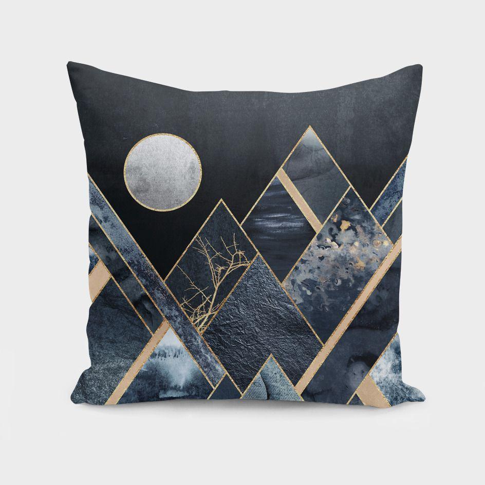 Stormy Mountains Cushion featuring a double-sided print design on soft polyester fabric, measuring 16x16 inches with a concealed zipper.