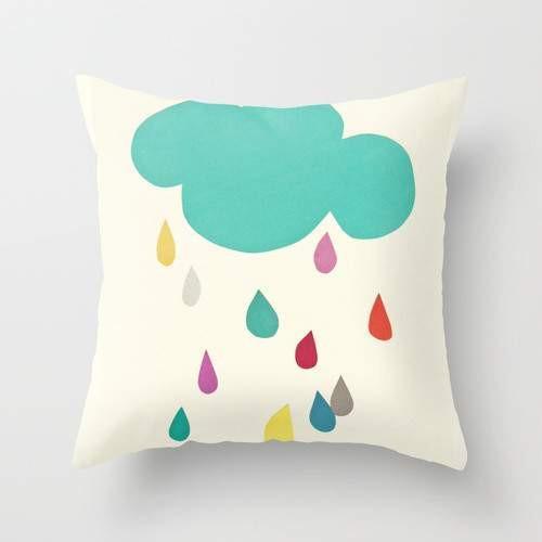 Sunshine and Showers Cushion with vibrant double-sided print, showcasing a stylish design on 100% spun polyester fabric.