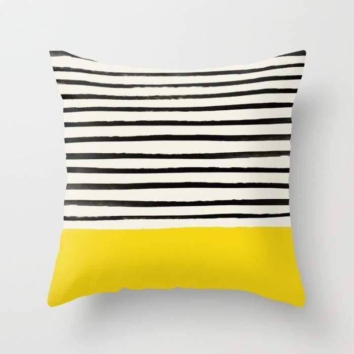 Sunshine x Stripes Cushion, a vibrant 16" throw pillow cover with a double-sided print and concealed zipper, perfect for home decor.