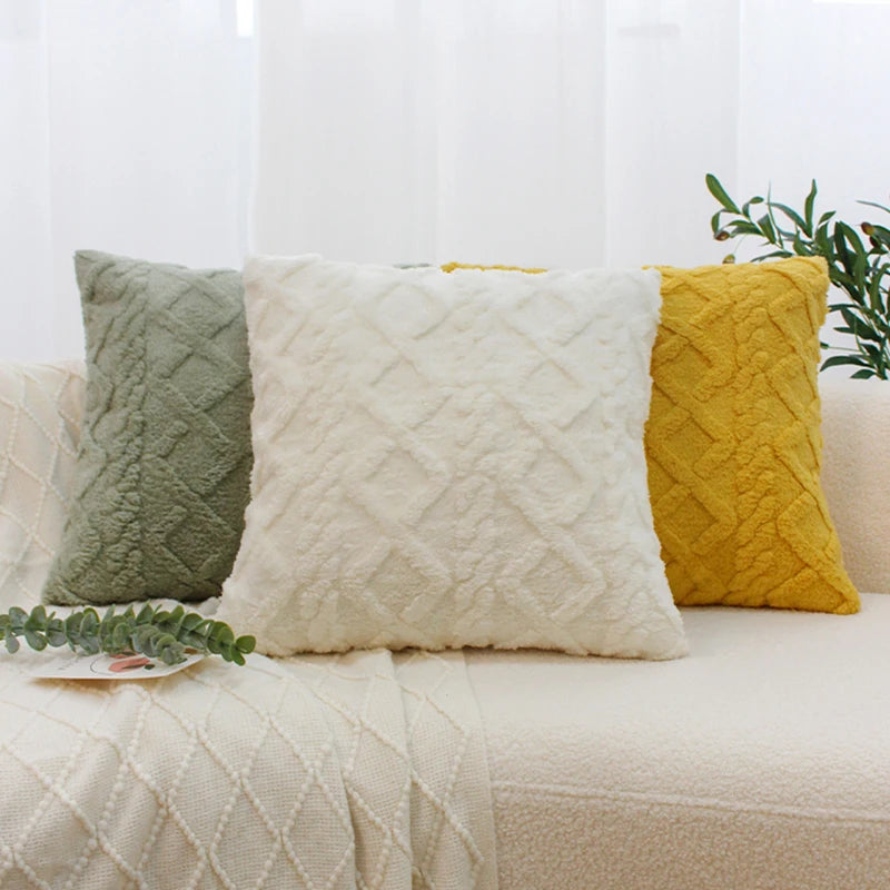 Twist Knitting Plush Pillow Case in soft plush fabric with a stylish twist design, perfect for enhancing bedding decor.