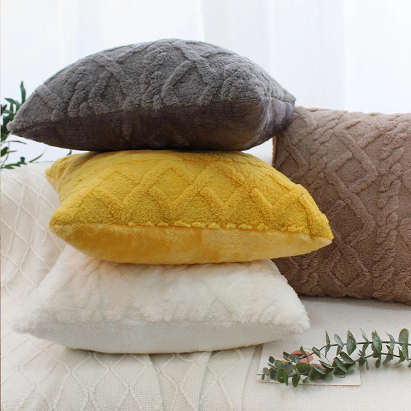 Twist Knitting Plush Pillow Case in soft plush fabric with a stylish twist design, perfect for enhancing bedding decor.