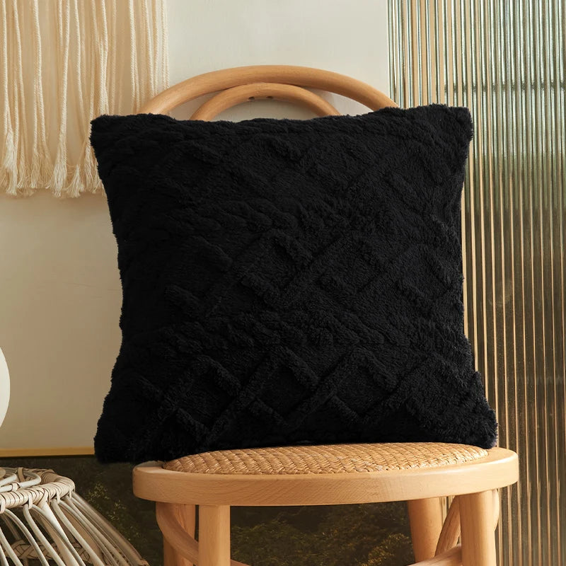 Twist Knitting Plush Pillow Case in soft plush fabric with a stylish twist design, perfect for enhancing bedding decor.