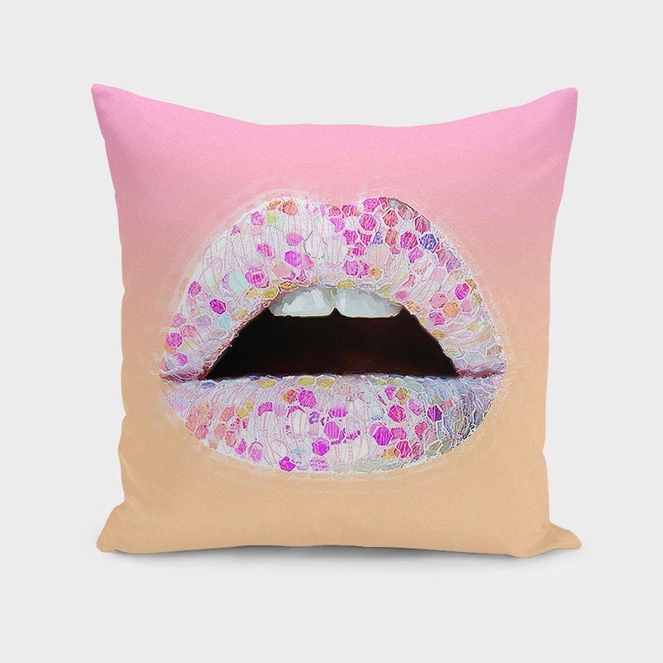 Ultra Punch Noise Glitter Cushion featuring a vibrant double-sided print, measuring 16x16 inches, with a concealed zipper for easy care.