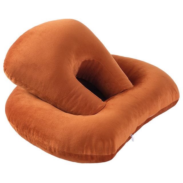 U-Shaped Desk Nap Pillow in various colors, designed for neck support and comfort during travel or desk use.
