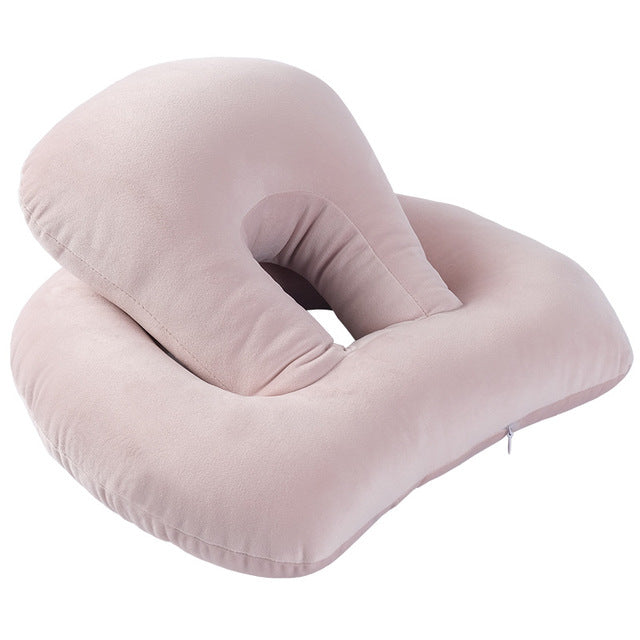 U-Shaped Desk Nap Pillow in various colors, designed for neck support and comfort during travel or desk use.