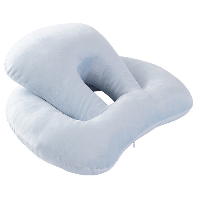 U-Shaped Desk Nap Pillow in various colors, designed for neck support and comfort during travel or desk use.