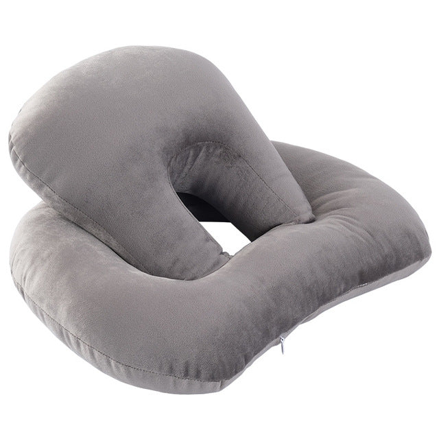 U-Shaped Desk Nap Pillow in various colors, designed for neck support and comfort during travel or desk use.