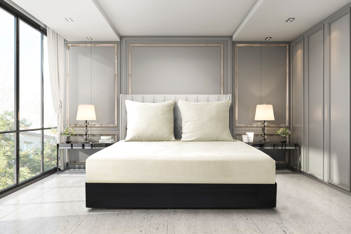 A plush Velvet Flannel Fitted Sheet in a cozy bedroom setting, showcasing its soft texture and elegant design.