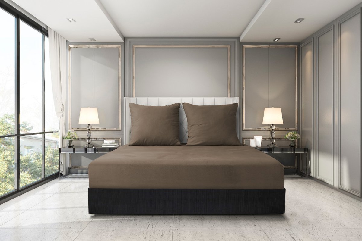 A plush Velvet Flannel Fitted Sheet in a cozy bedroom setting, showcasing its soft texture and elegant design.