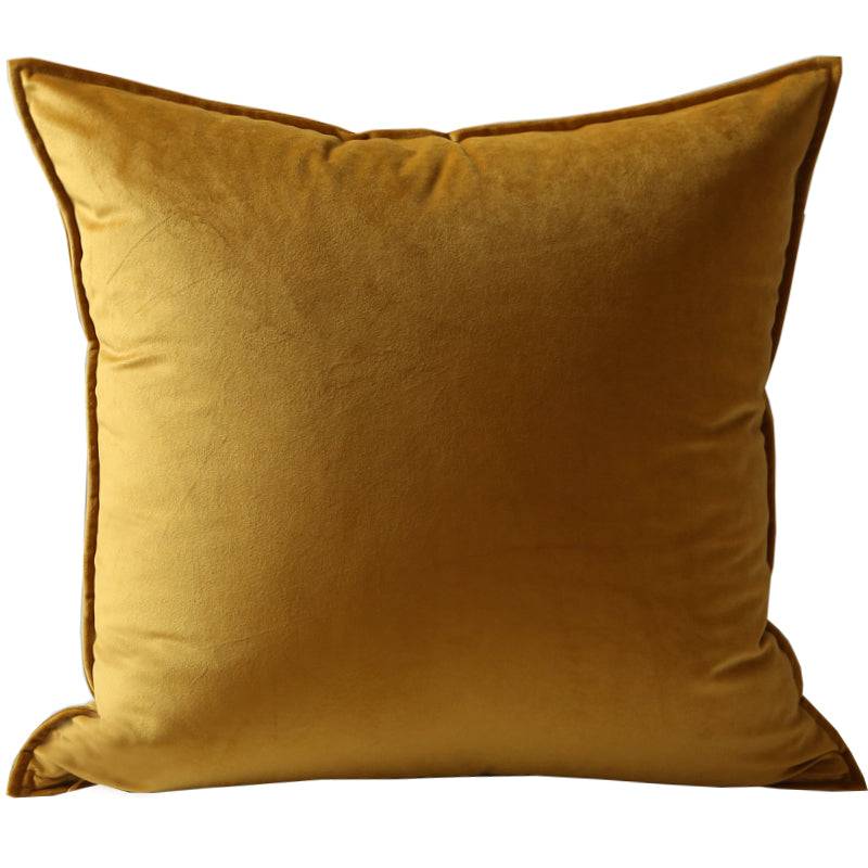 Luxurious Gold Brown Velvet Throw Pillow Sofa Cover showcasing its plush texture and elegant design, perfect for home decor.