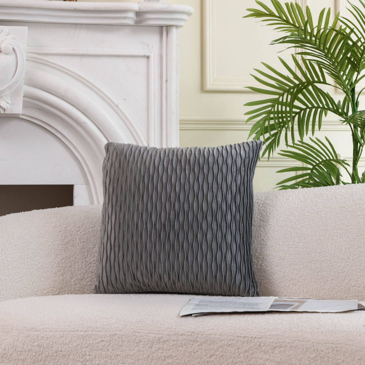 Wave pattern velvet cushion covers in various sizes, showcasing a luxurious texture and elegant design.
