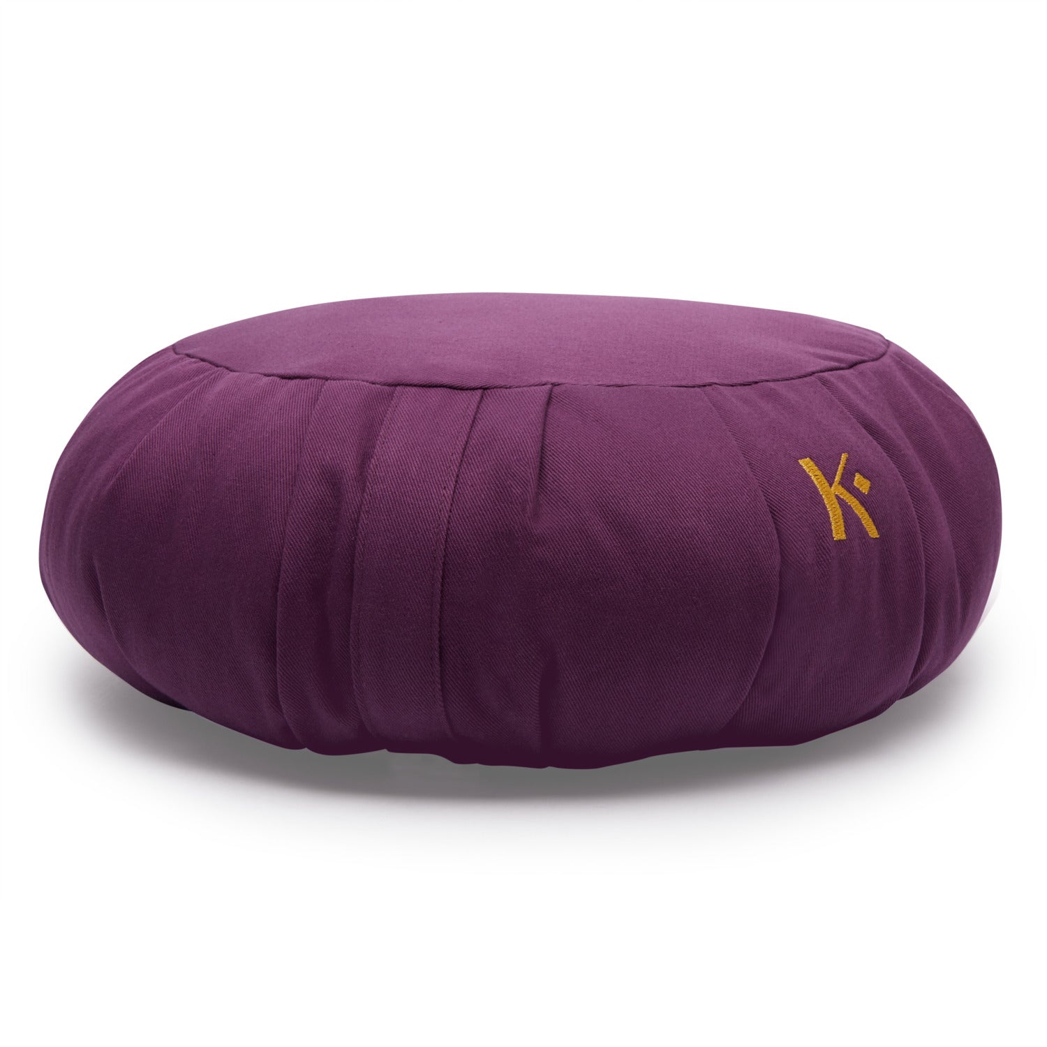 Zafu Coeur prune en coton, rempli de kapok, idéal pour la méditation, avec une housse lavable.