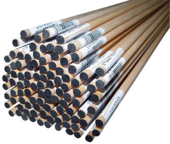 Bundle of graphite pencils.