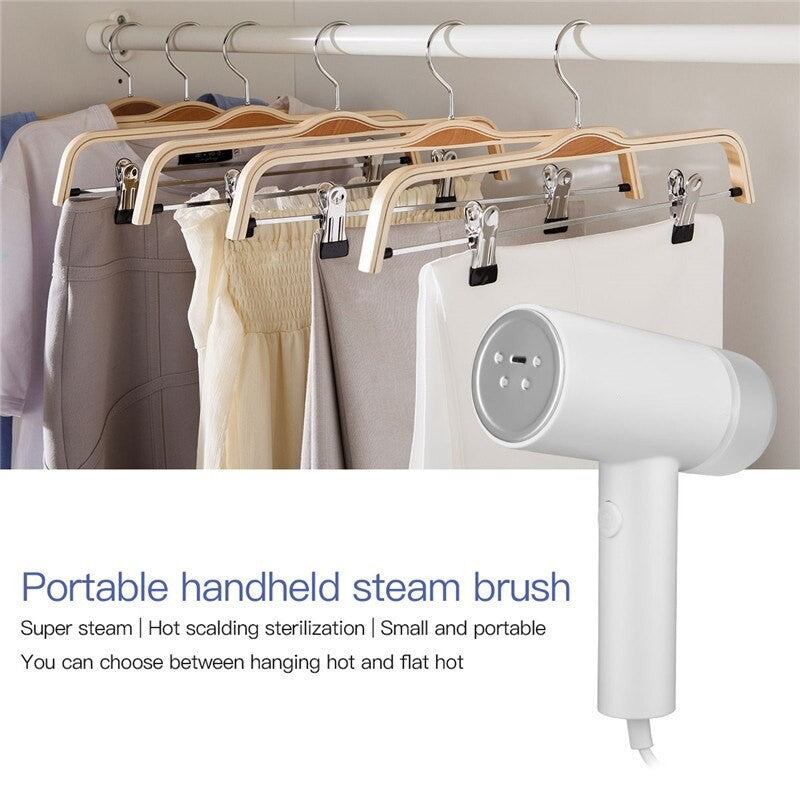 Handheld 1000W Powerful Steamer Brush with detachable head, showcasing its sleek design and integrated water tank.
