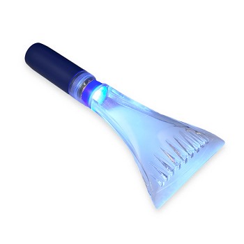 Ice Scraper with COB LED Light in black, blue, and red colors, showcasing its durable design and built-in LED light.