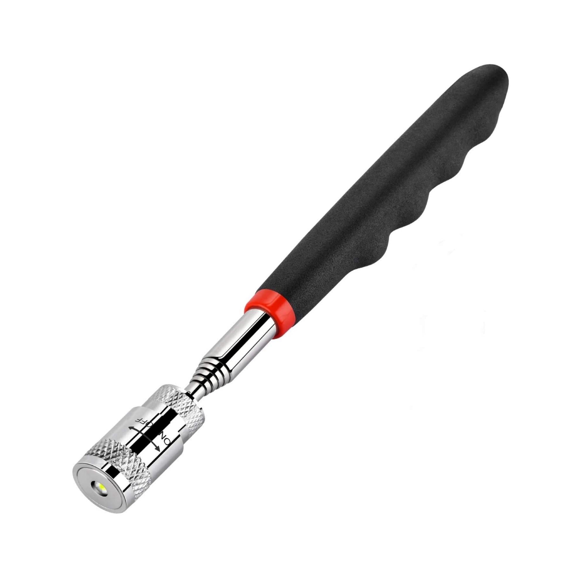 Two Magnetic Pick Up Tools with LED Light, showcasing their telescoping design and bright LED feature, ideal for retrieving metal objects in tight spaces.