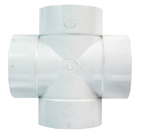 PVC pipe cross connector.