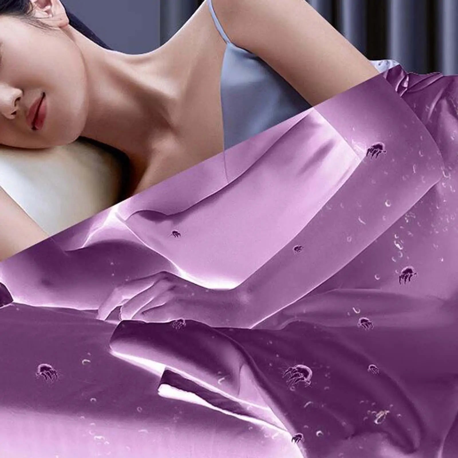 Handheld vacuum cleaner designed for effective cleaning of beds, carpets, and furniture, showcasing its sleek design and powerful suction capabilities.