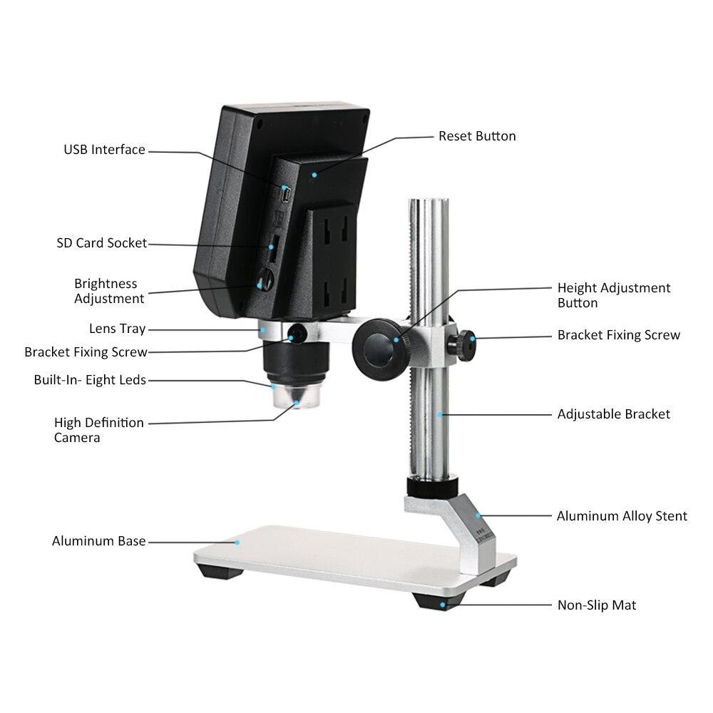 0-600X Digital Microscope LED Magnifier showcasing its compact design and high-definition display, ideal for mobile phone maintenance.