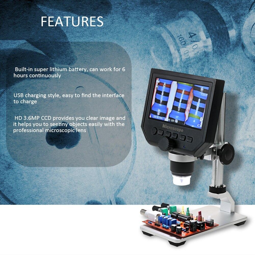 0-600X Digital Microscope LED Magnifier showcasing its compact design and high-definition display, ideal for mobile phone maintenance.