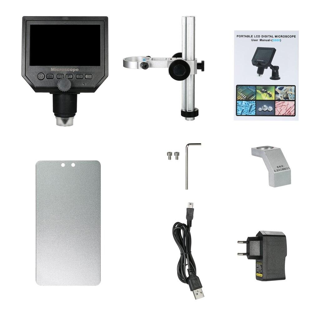 0-600X Digital Microscope LED Magnifier showcasing its compact design and high-definition display, ideal for mobile phone maintenance.