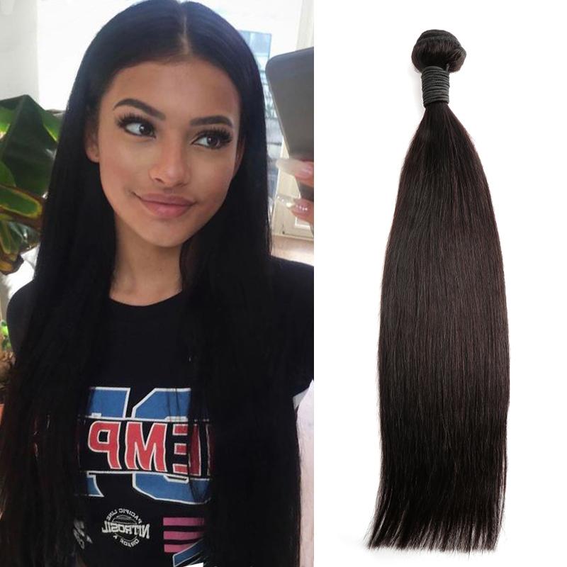 1 Piece Peruvian Hair Extension in natural black color, straight texture, showcasing its silky and smooth appearance.