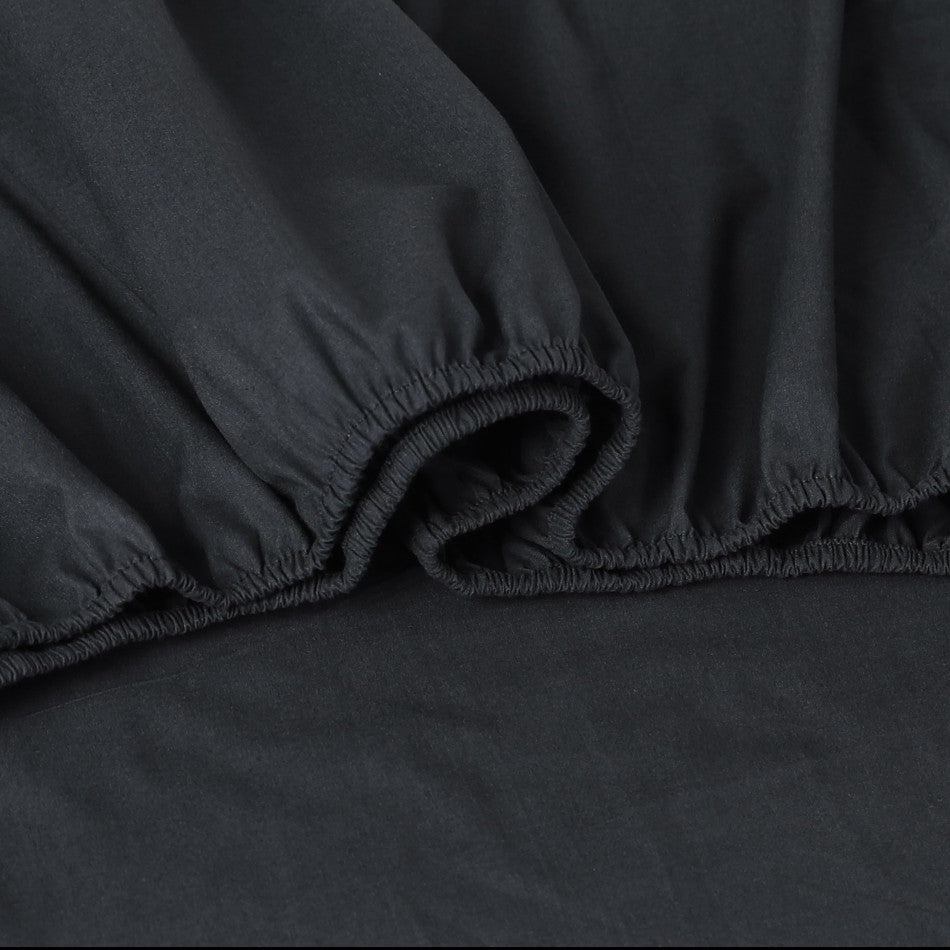 100% Egyptian Cotton Vintage Washed 500TC Charcoal bed sheets set, featuring fitted sheet, flat sheet, and matching pillowcases in a luxurious design.