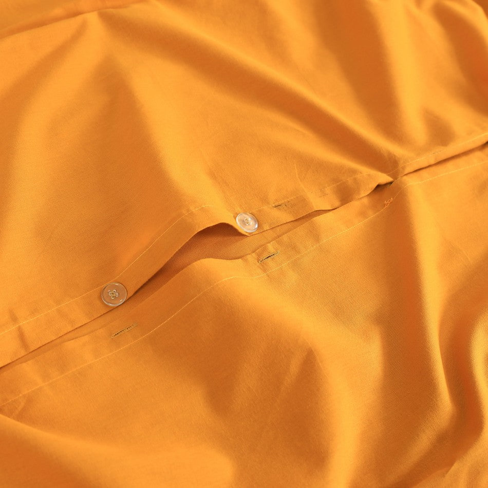 100% Egyptian Cotton Vintage Washed 500TC Mustard Double Quilt Cover with matching pillowcases, showcasing a soft and elegant design.