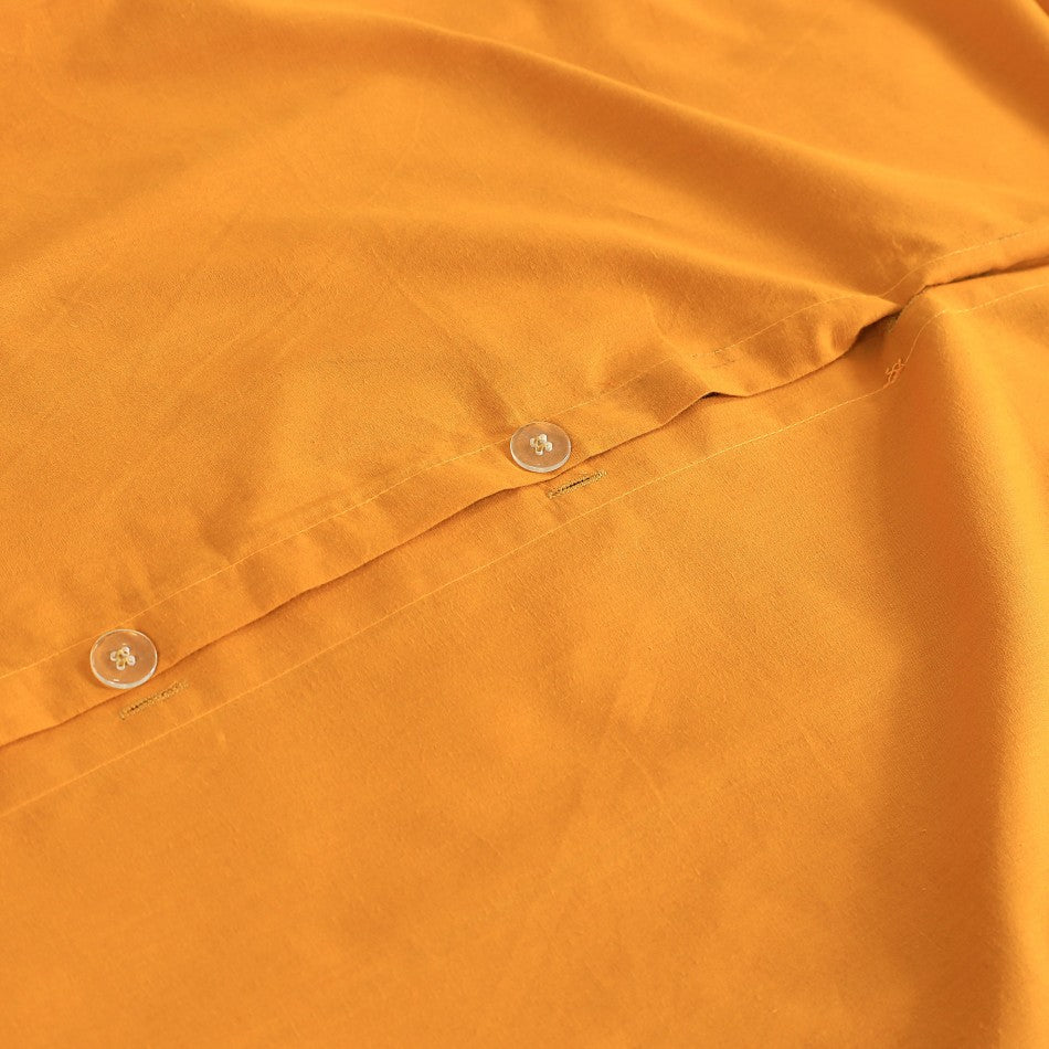 100% Egyptian Cotton Vintage Washed 500TC Mustard Double Quilt Cover with matching pillowcases, showcasing a soft and elegant design.