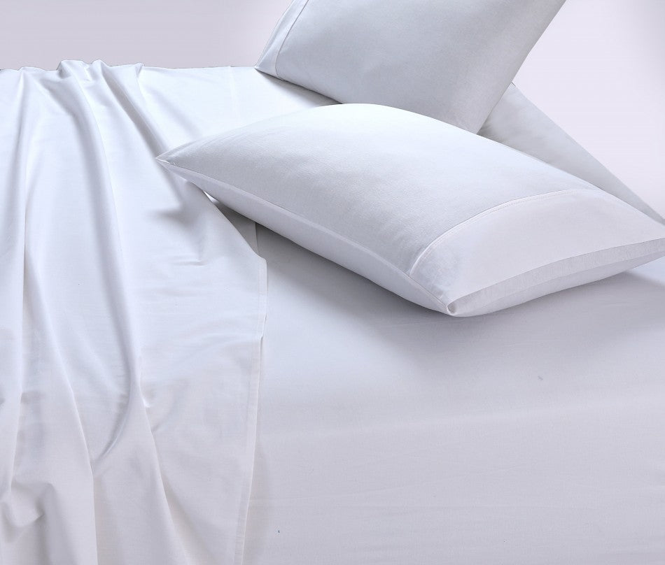 Luxurious 100% Egyptian Cotton Vintage Washed 500TC White King Single Bed Sheets displayed elegantly on a bed.