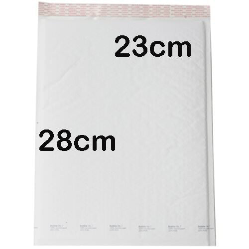 10 piece pack of white bubble padded envelope bags, measuring 28 x 23 cm, ideal for secure shipping.