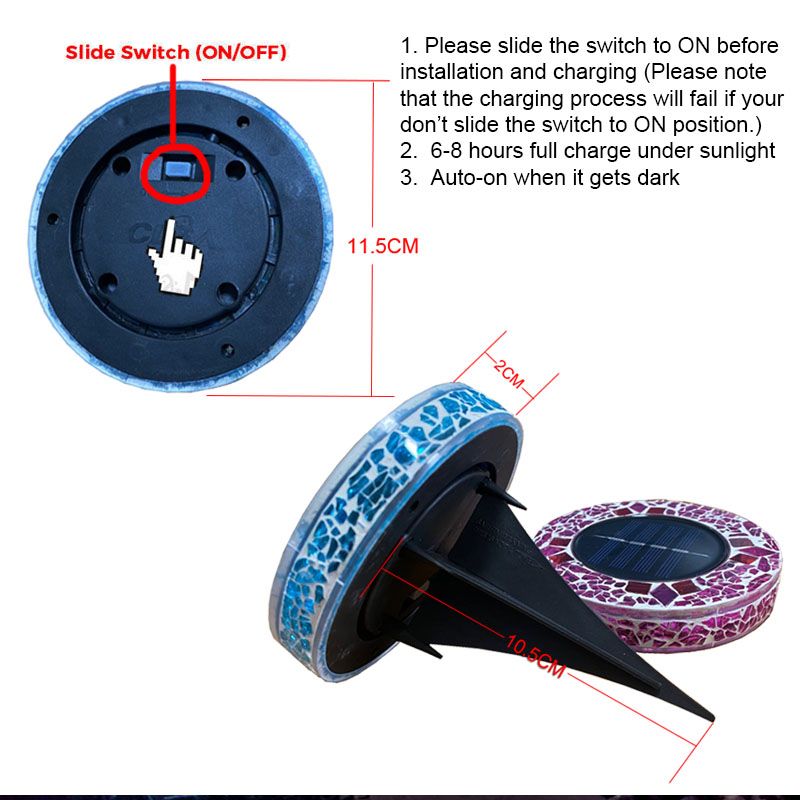 A set of 10 solar LED hand-made art stained glass inground lights, showcasing vibrant red stained glass designs, perfect for garden illumination.