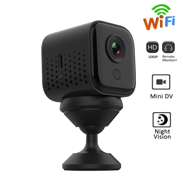 1080P Mini WiFi Camera W16 with night vision and motion detection features, designed for indoor surveillance.