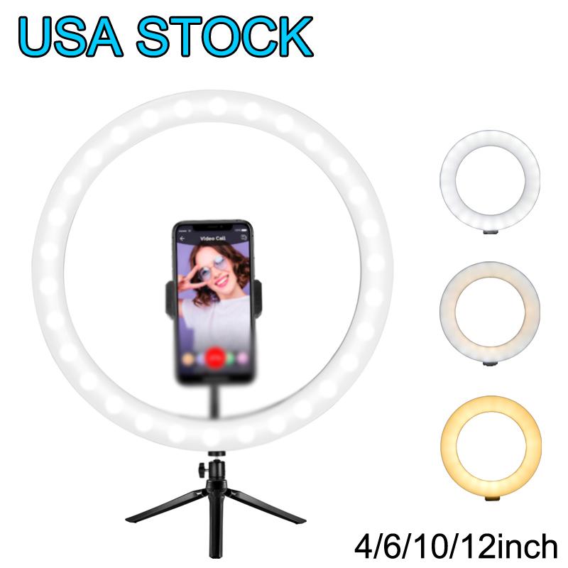 10-inch adjustable LED ring light stand with RGB colorful function, perfect for video and photography lighting.
