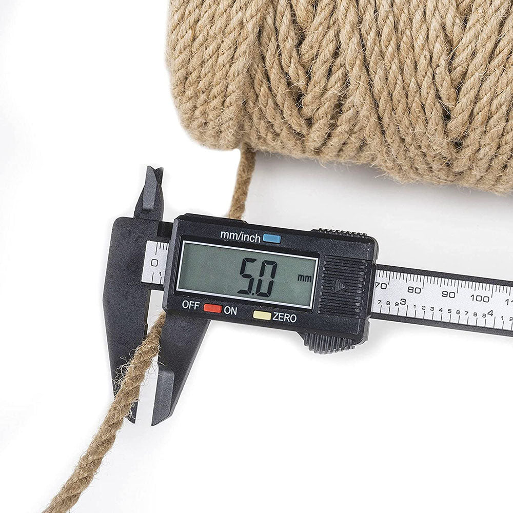 100m natural jute twine rope, 5mm thick, eco-friendly and biodegradable, ideal for gardening and crafts.
