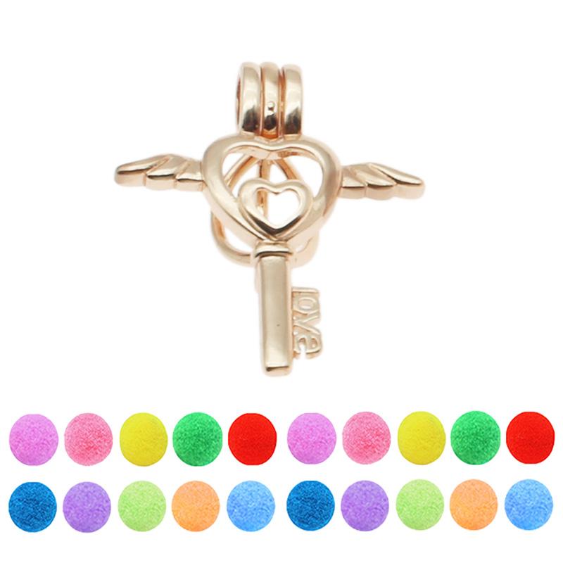 10pcs Classic Rose Gold Mixed Pearl Cage Locket Pendants for aromatherapy, showcasing elegant design and versatility.