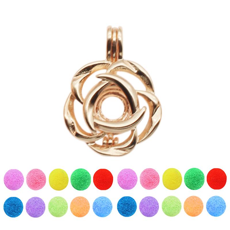 10pcs Classic Rose Gold Mixed Pearl Cage Locket Pendants for aromatherapy, showcasing elegant design and versatility.