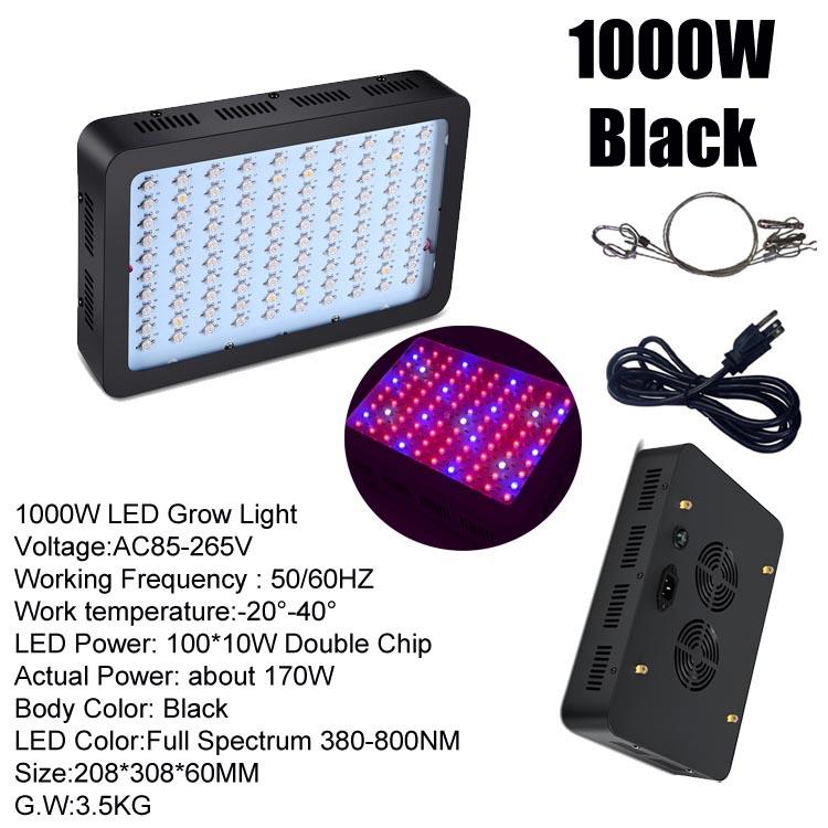 1000W LED Growing Lamp with full spectrum light for indoor plants, featuring a square design and cooling fan system.