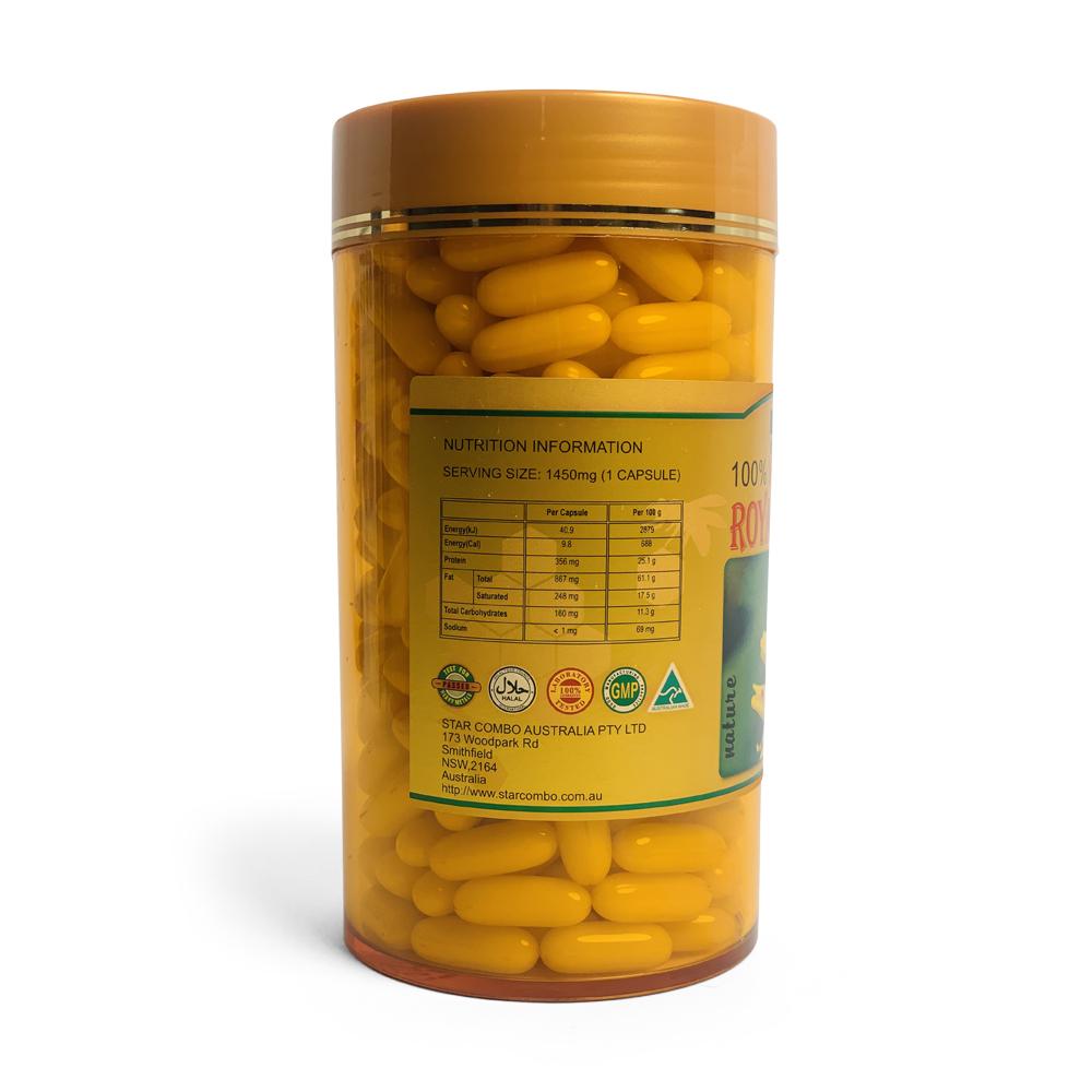 Costar 100% Pure Royal Bee Jelly Capsules, 1450mg, 100 capsules bottle, high-quality skin supplement.