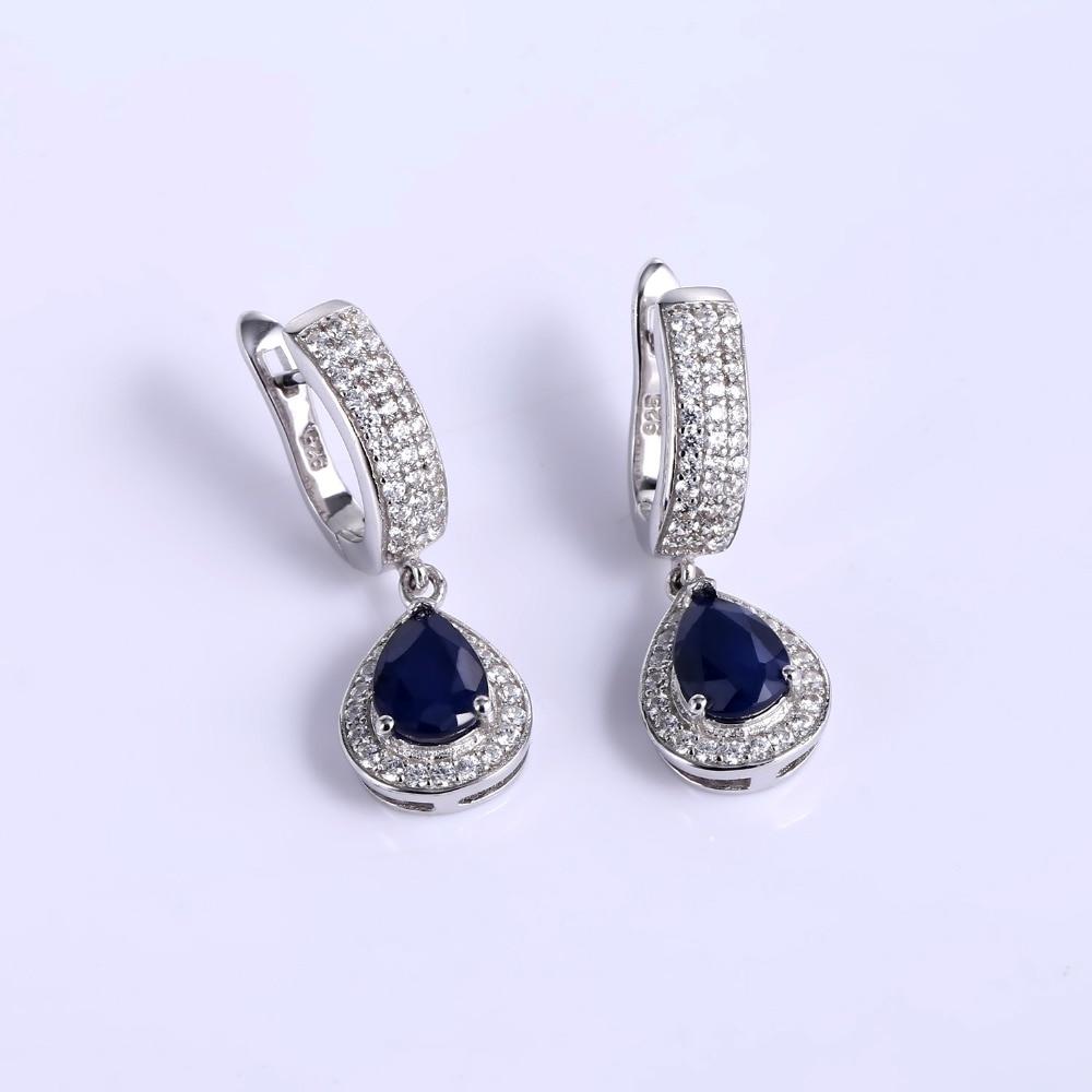 Elegant 1.29ct Natural Sapphire Drop Earrings made of solid 925 sterling silver, featuring a vintage water drop design.