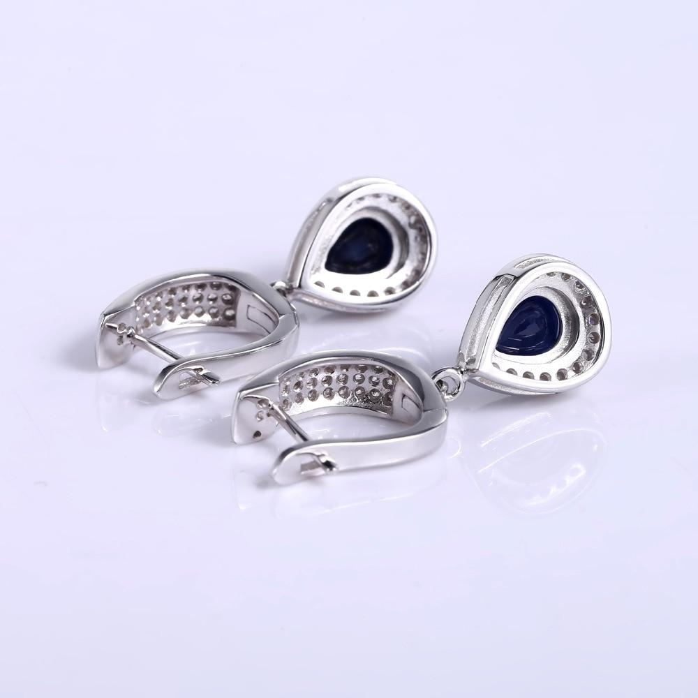 Elegant 1.29ct Natural Sapphire Drop Earrings made of solid 925 sterling silver, featuring a vintage water drop design.