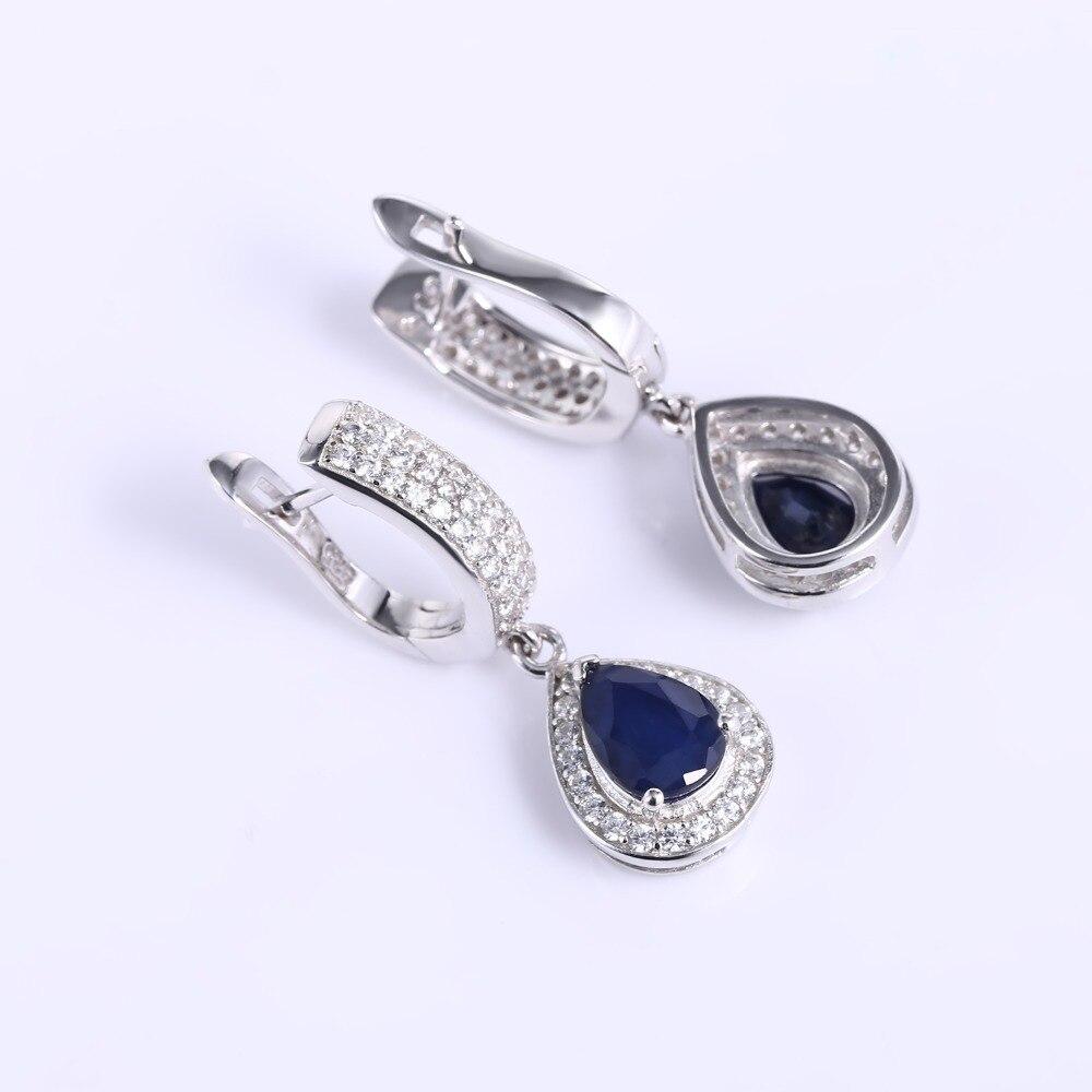 Elegant 1.29ct Natural Sapphire Drop Earrings made of solid 925 sterling silver, featuring a vintage water drop design.