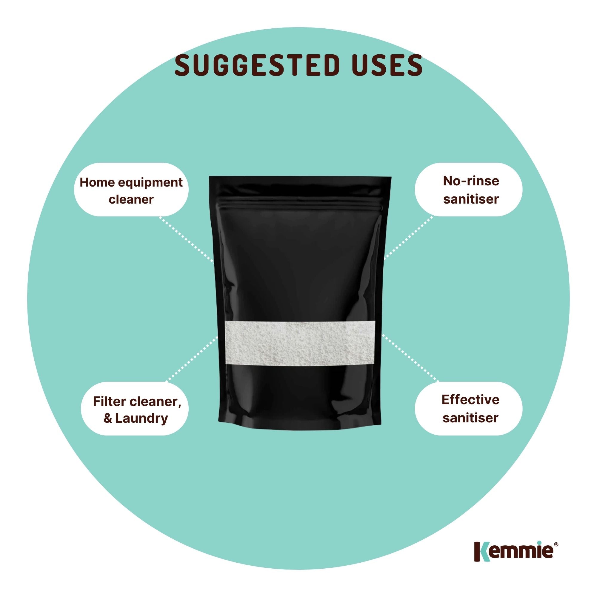 1Kg Sodium Percarbonate powder in a resealable bag, ideal for eco-friendly laundry cleaning and sanitising.