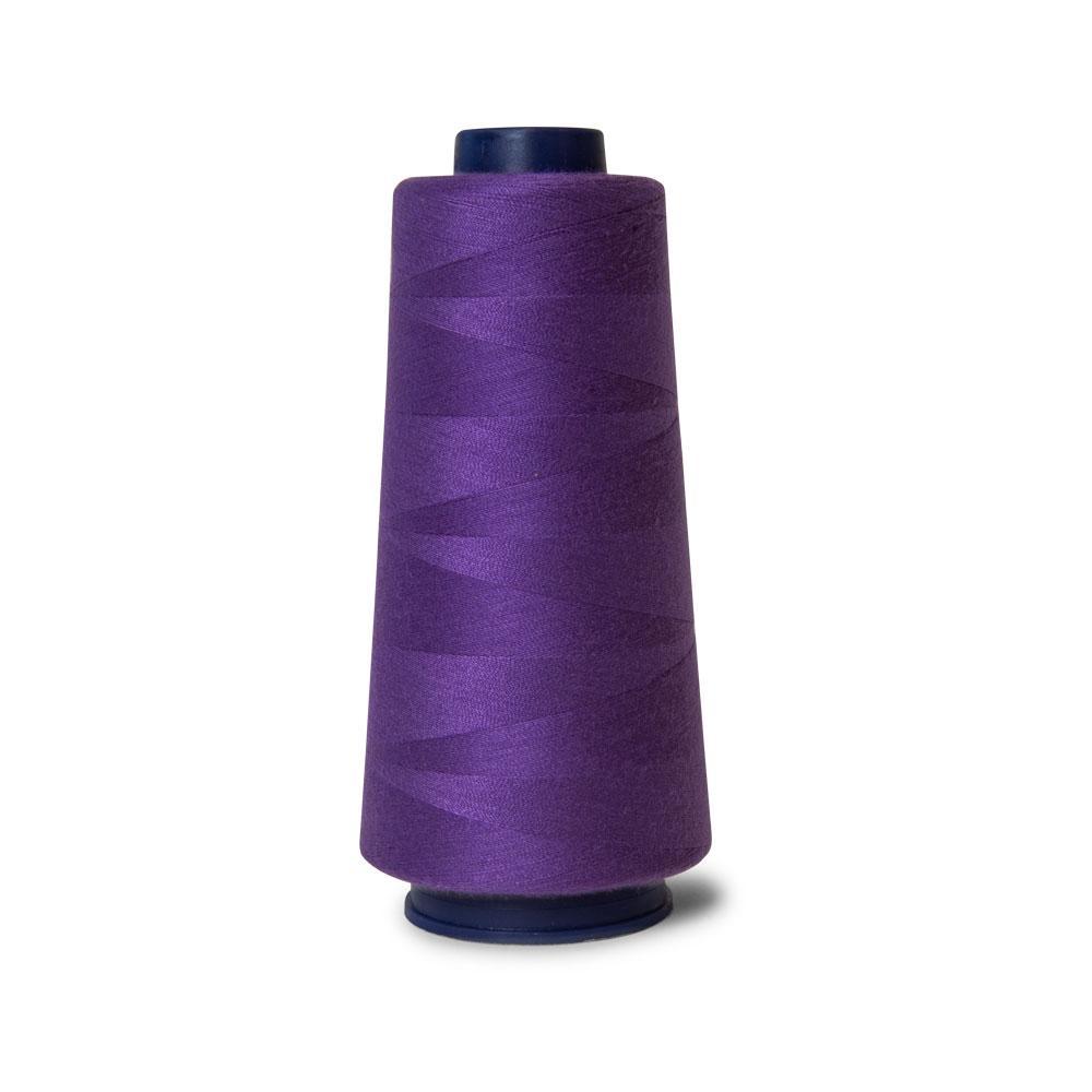 A 2000m spool of purple Hemline sewing overlocker thread, showcasing its vibrant color and high-quality polyester material.