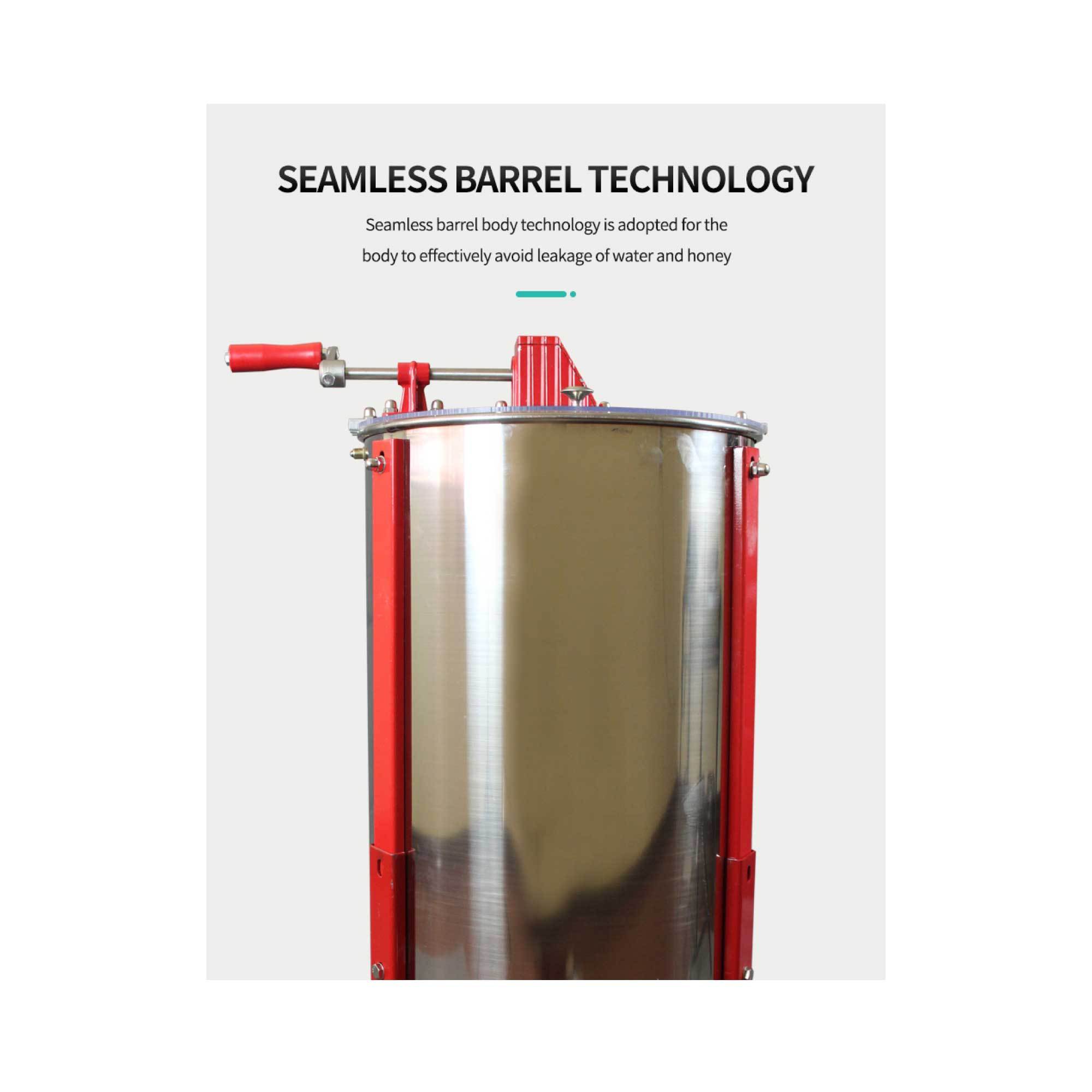 2 Frame Honey Extractor made of stainless steel with acrylic lids, designed for efficient honey extraction.