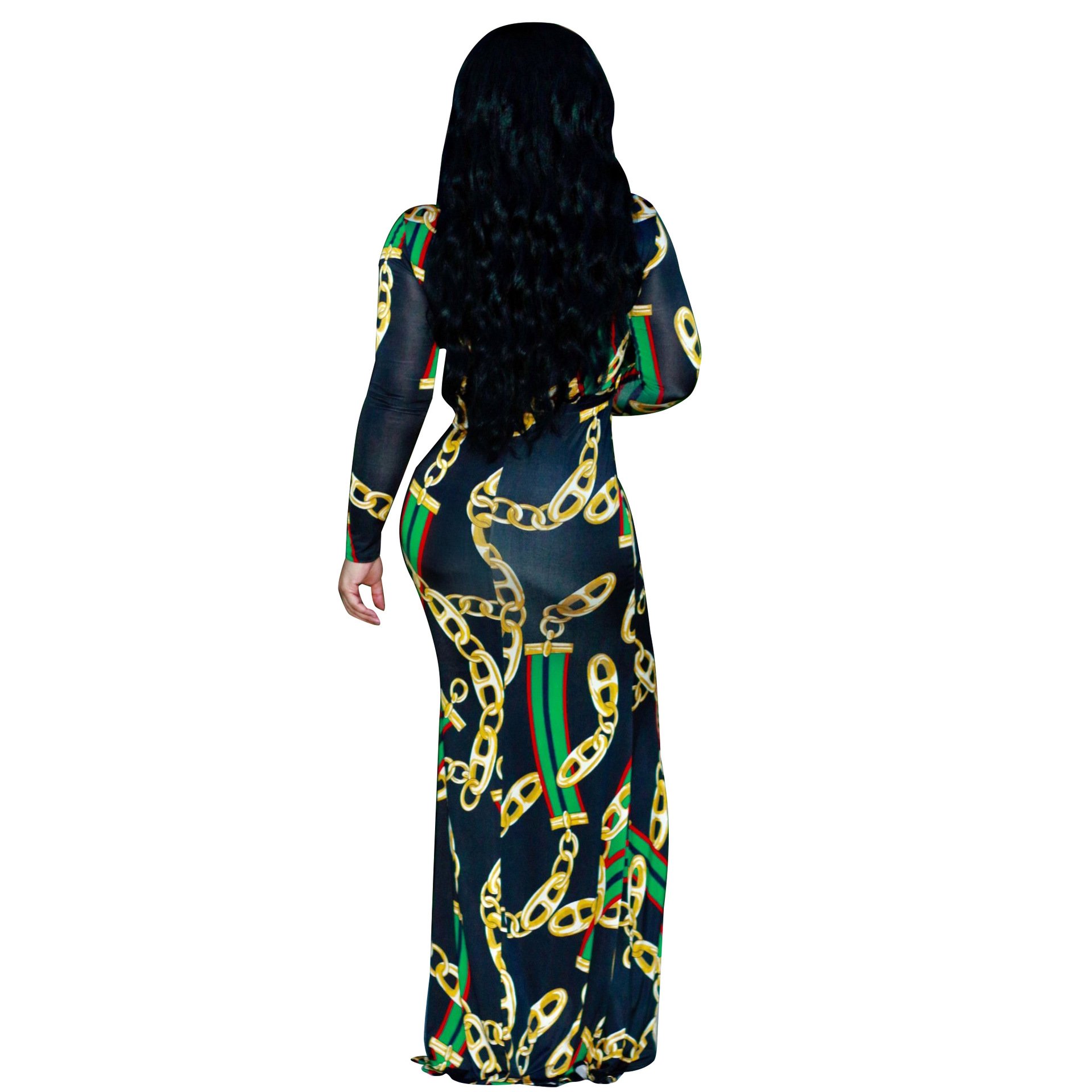 2017 Autumn Women's Maxi Dress featuring traditional African print, showcasing elegant A-line silhouette and cap sleeves.