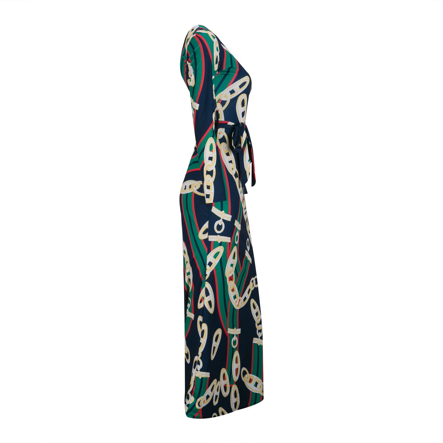 2017 Autumn Women's Maxi Dress featuring traditional African print, showcasing elegant A-line silhouette and cap sleeves.