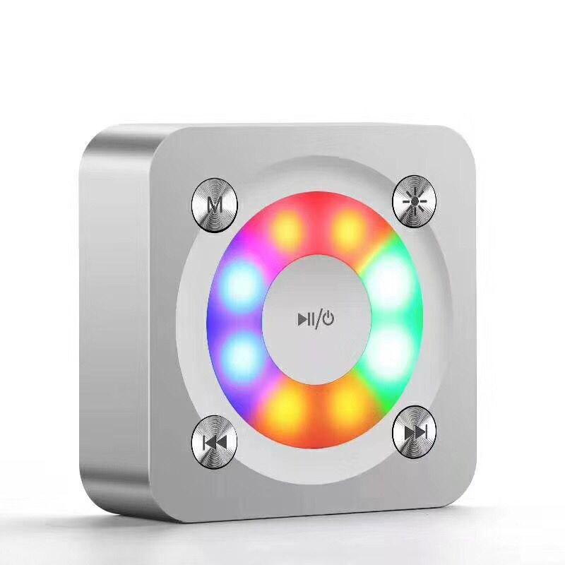2019 Colorful Portable Wireless Bluetooth Square Speaker with FM support, showcasing a vibrant design and metal cabinet.